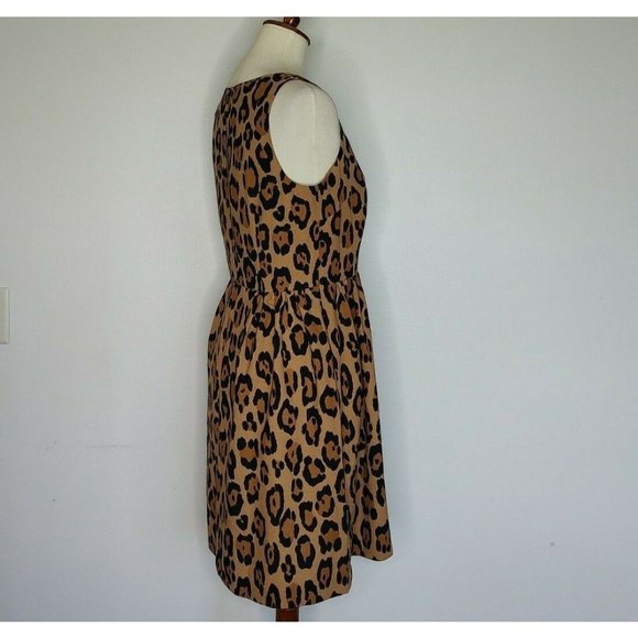 LOFT Dress 6 Leopard Animal Print Sleeveless Fit & Flare Tan & Black - Picture 5 of 8